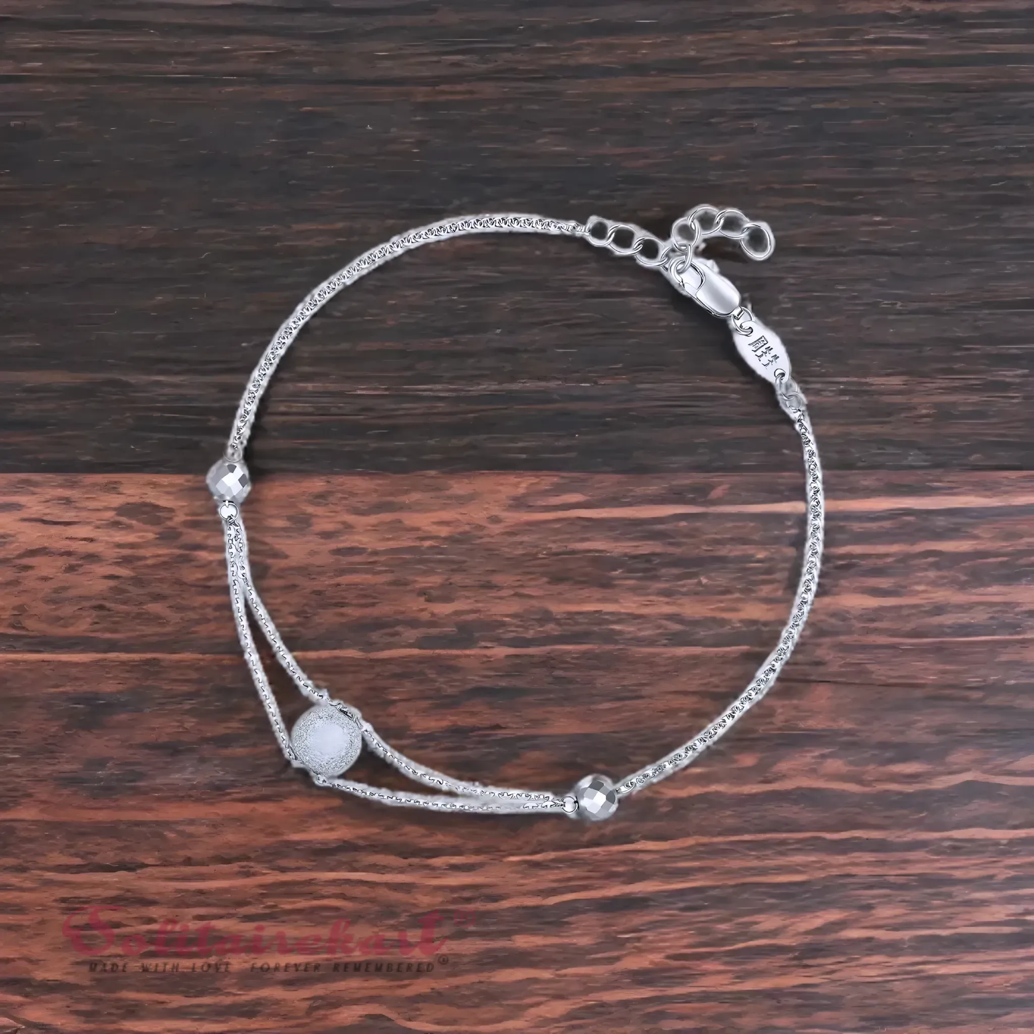 Solitairekart Platinum Beaded Charm Bracelets 3.631 gm Weight For Woman.
